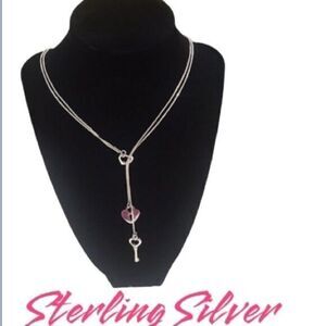 𝅺STERLING Silver Heart- Key Necklace